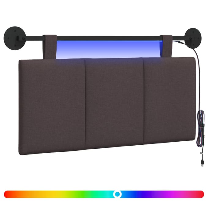 vidaXL - Hangend - hoofdbord - Met - LED-verlichting - Donkerbruin - Stof