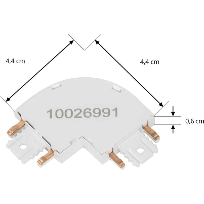 Lindby L-verbinding Lumaro, wit, 90°, afgerond