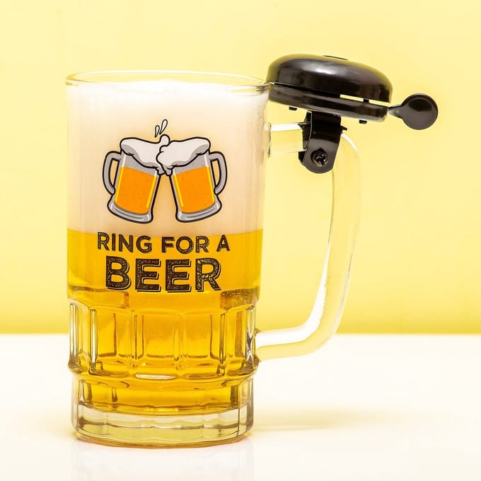 Bierglas met Bel - 500 ml - Transparant Glas - Speels Design - Perfect voor Feestjes