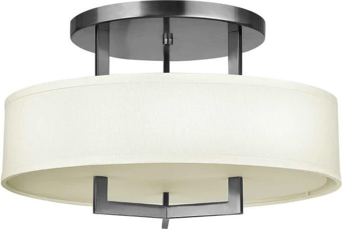 Hinkley LED Plafondlamp Hampton | 3X E27 Max 60W | Dimbaar | Antique Nickel, Ivory Shades