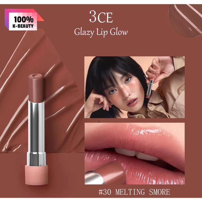 3CE Glazy Lip Glow 3,2 g / 0,11 oz. black