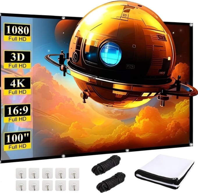 Beamer Doek - Projectiescherm Opvouwbaar - Buiten Films Kijken - Lichtdicht Ontwerp - 100 inch - Wit