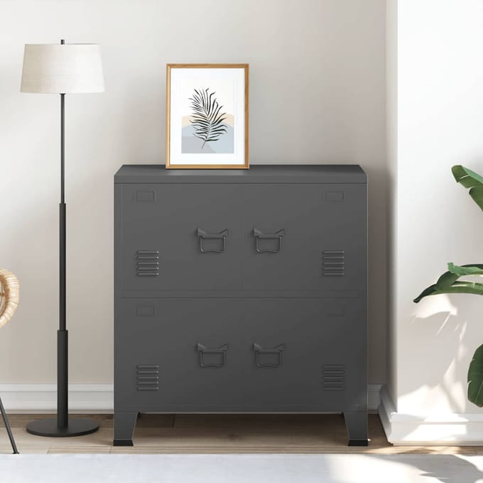 vidaXL - Opbergkast - industrieel - 75x40x80 - cm - staal - antracietkleurig