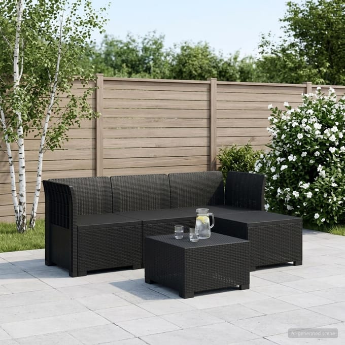 vidaXL - 4-Zitter - Tuin - Sofa - Rattan - Look - PP - Antraciet