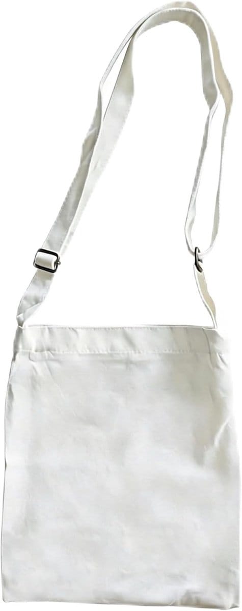 canvas tas met ritssluiting, groot formaat wasbaar, lang handvat voor dames heren, dagelijks en shoppinggebruik (wit)
