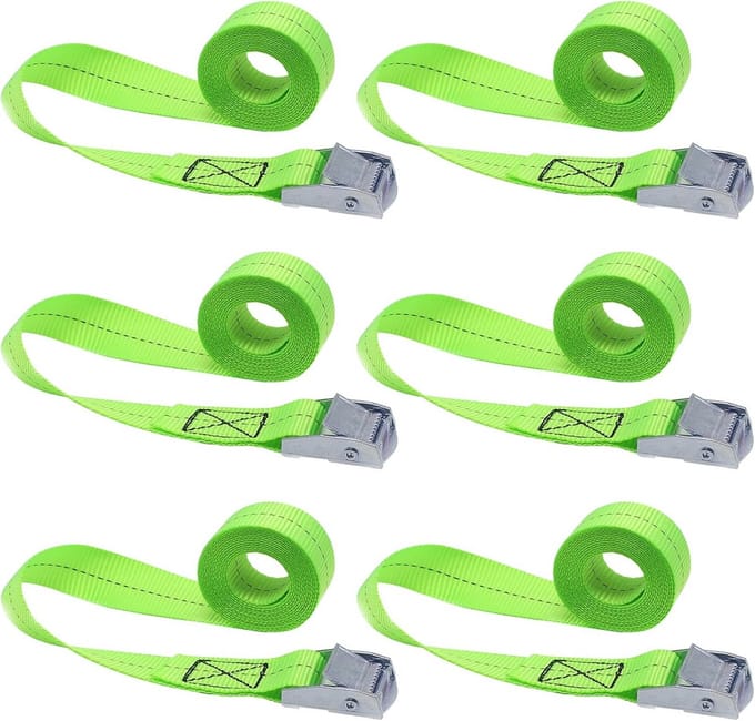 Solidchoice - Set van 6 Robuuste Spanbanden met Klemslot 1m