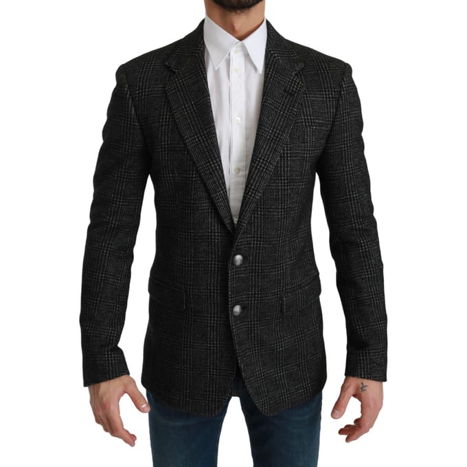 Dolce & Gabbana Mannen Grijs geruit Slim Fit Jasje Blazer