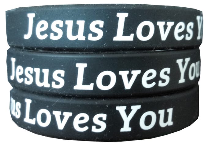 Siliconen Armband - Jesus Loves You - Zwart