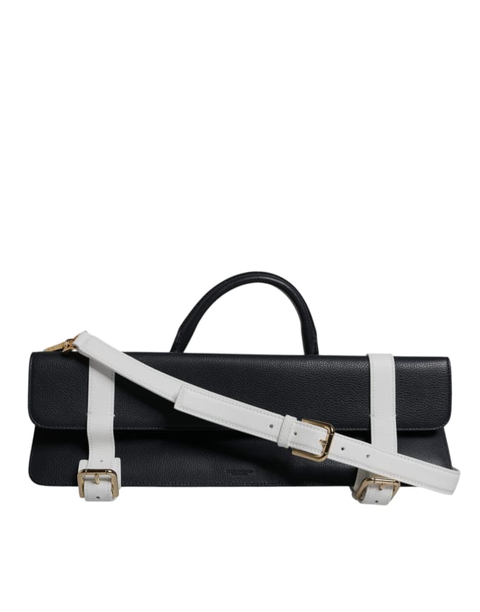 Blauwe Witte Kalfsleer Crossbody Schoudertas