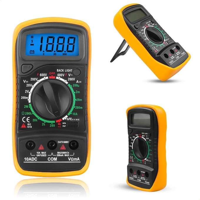 DrPhone Digitale Multimeter - Digitale display & Achtergrondverlichting - Voltmeter - Verbindingsmeter - Voltage - Ohm meter