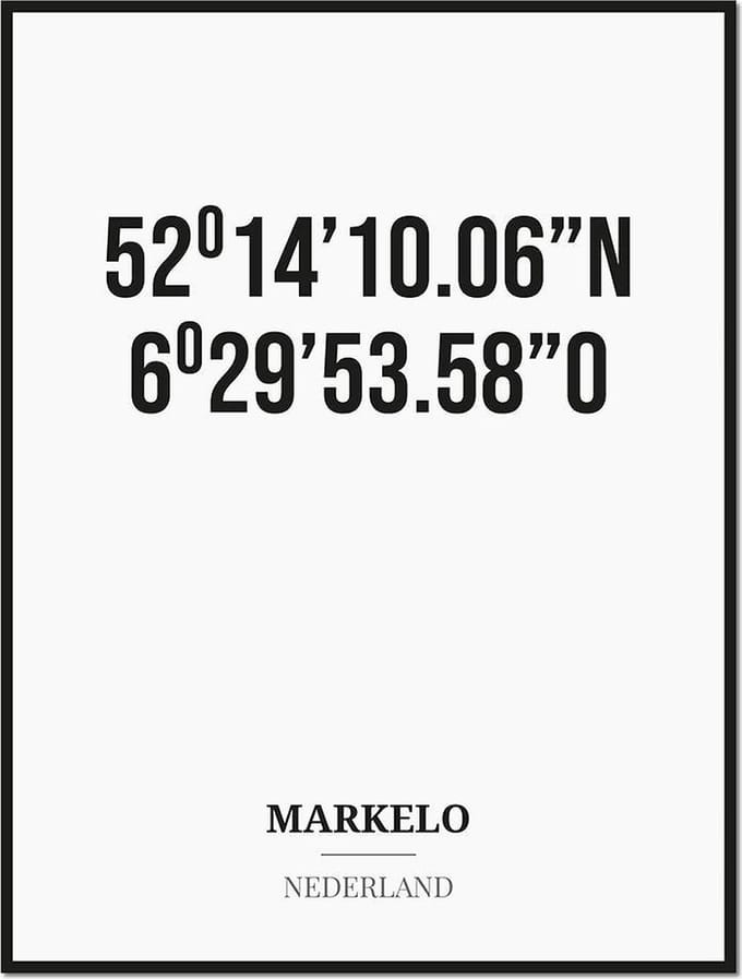 Poster/kaart MARKELO met coördinaten