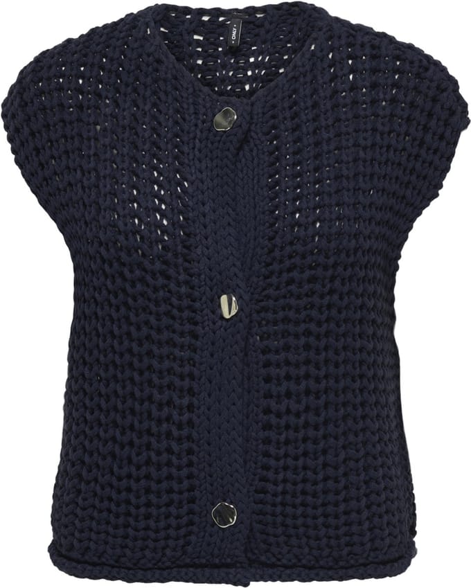 Only Gilet Onlchloe Ss Rib Button Vest Knt 15352208 Sky Captain Dames Maat - M