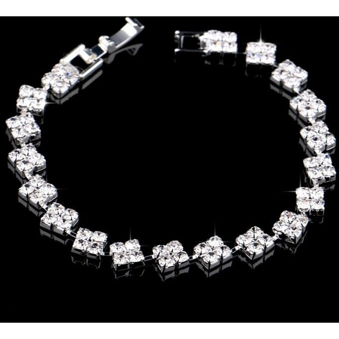 Bracelet carré polyvalent à strass brillants tendance, élégant, doux, simple, bijou de main de mariée, mariage argenté