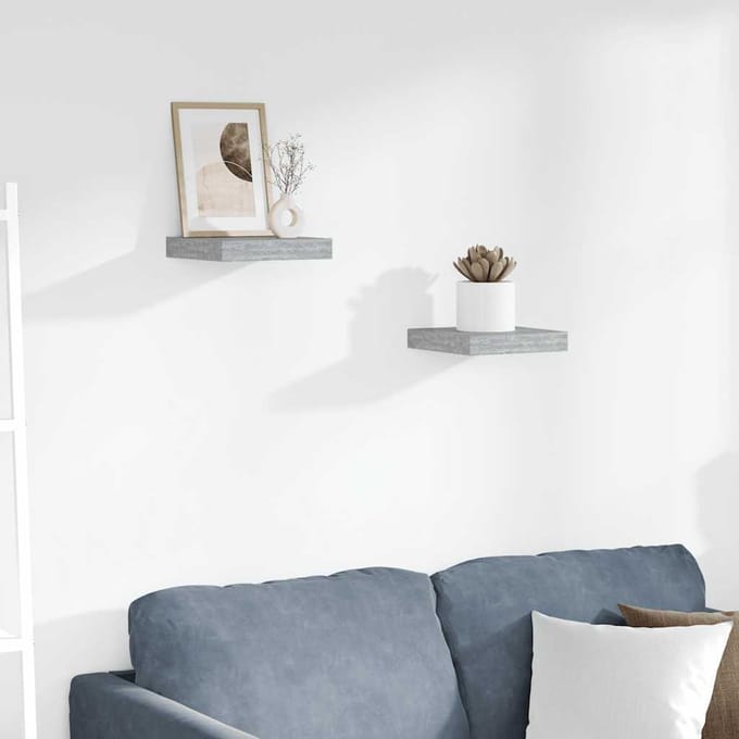 vidaXL - Wandschappen - 2 - st - zwevend - 23x23,5x3,8 - cm - MDF - betongrijs