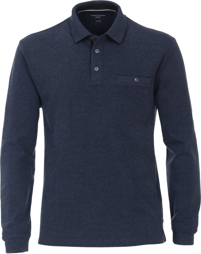 Casa Moda Polo LS Donkerblauw - Maat 6XL - Heren - Longsleeve polo