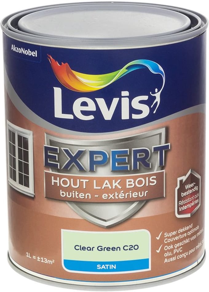 Levis - Expert Hout Lak Buiten Satin Mix - Clear Green C20 - Mengverf - 1 L