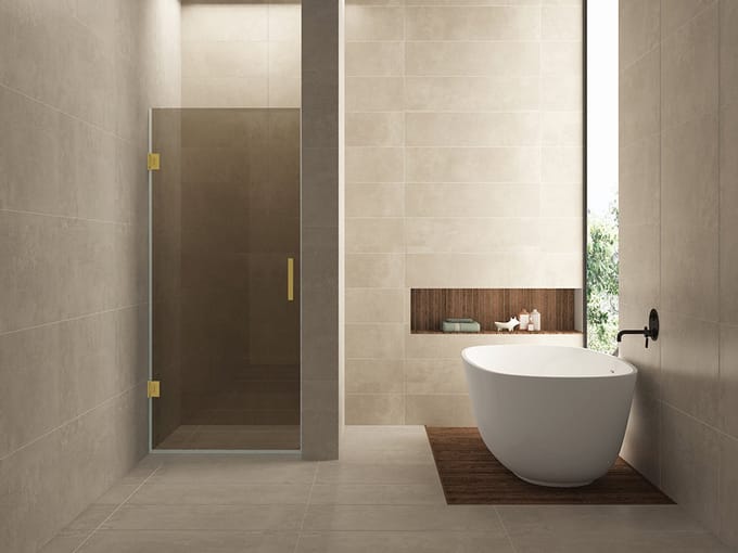 Wiesbaden Less Nisdeur 70 x 200 cm - Vintage Brons Glas/Geborsteld Messing