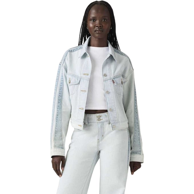 Levi's Dames Gestreepte Katoenen Denim Trucker Jacket (Blauw)