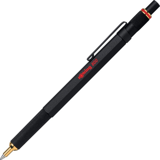 rOtring 800-balpen | Medium punt | Zwarte inkt | Zwarte behuizing | Navulbaar