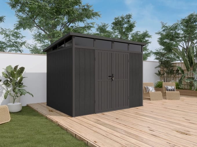 Blokhut Composiet Westwood Terra Donkergrijs 280 x 215 cm