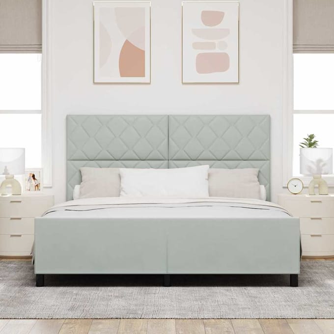 vidaXL - Boxspring - bed - met - hoofdeinde - Lichtgrijs - 180 - x - 200 - cm - Fluweel