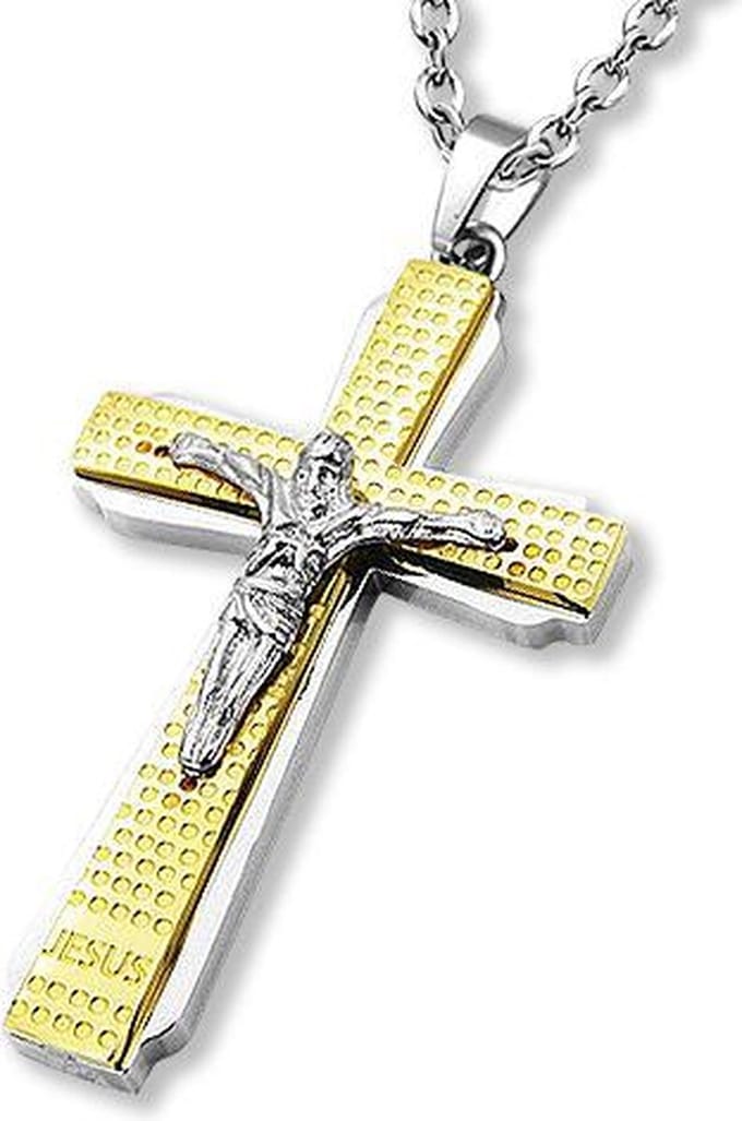 Amanto Ketting Djair Duo - 316L Staal - Kruis - 59x34mm - 60cm