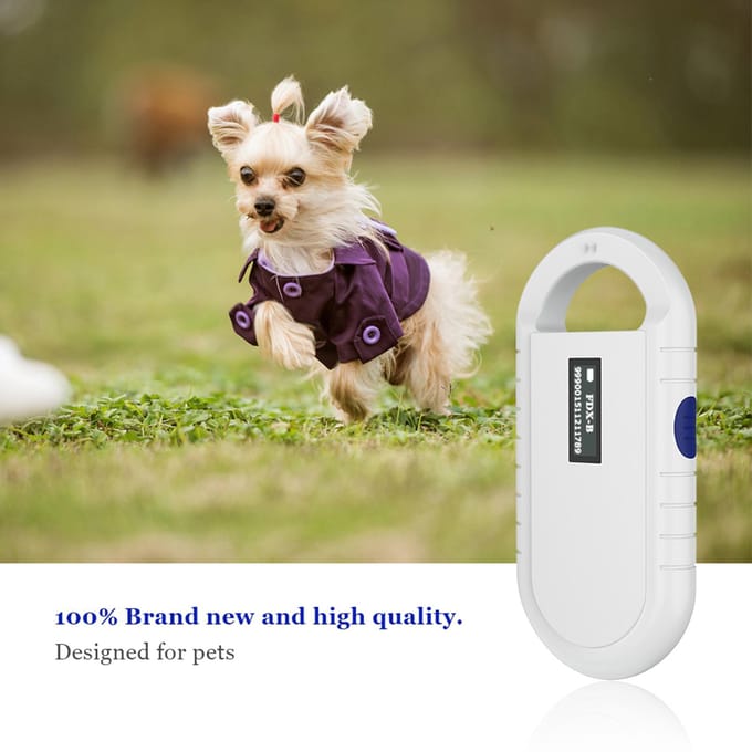 Draagbare, handzame chiplezer voor dieren, microchipscanner voor huisdieren, universele RFID-lezer white