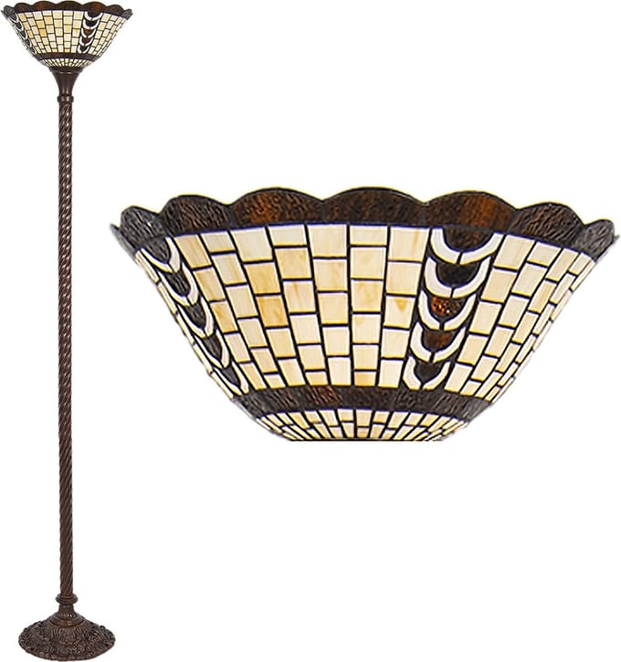 Lumilamp Tiffany Vloerlamp Ø 38x186 cm Beige Bruin Glas