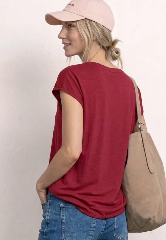 Shirt met losse schouders en gespleten hals