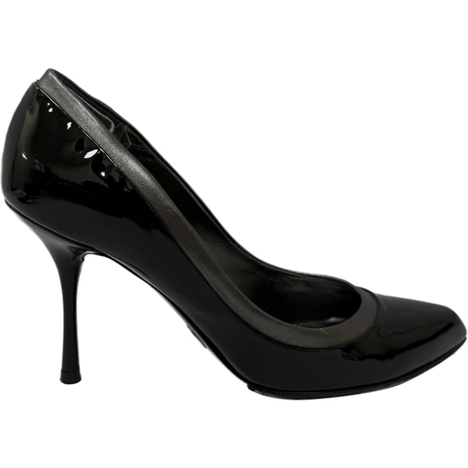 Dolce & Gabbana Hakken in Zwarte Gepatineerde Leer