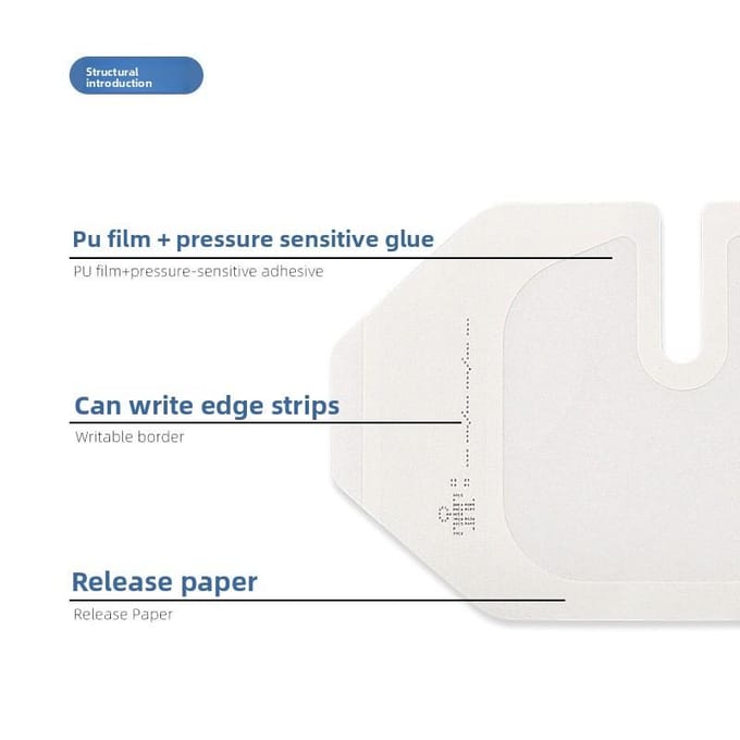 PU transparent visual water barrier dressing sticker octagonal invisible fit catheter fixed application film indwelling patch white