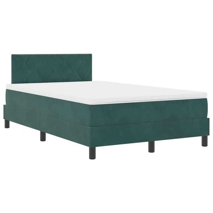 vidaXL - LED - Box - Spring - Bed - Donkergroen - 120 - x - 190 - cm - Fluweel