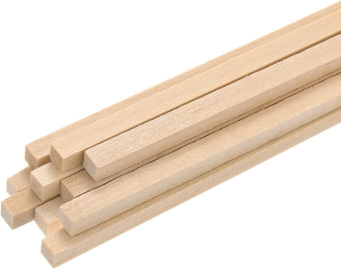 Set van 10 Vierkante Houten Dowel Sticks van 30cm, Onbehandeld Hout voor Creatieve Klussen, DIY Projecten en Modelbouw