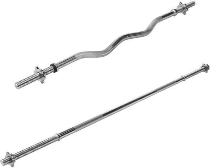 Gorilla Sports Halterstangen Set - Lange Halter + EZ Curl Barbell - 30 mm - Schroefsluiting