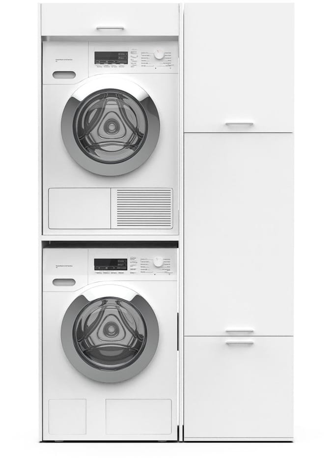 Washcab® Wasmachine Kast - Droger Verhoger - Wasmachine Ombouw - Droger op wasmachine Wit - Stack Set 1 - 5 jaar garantie