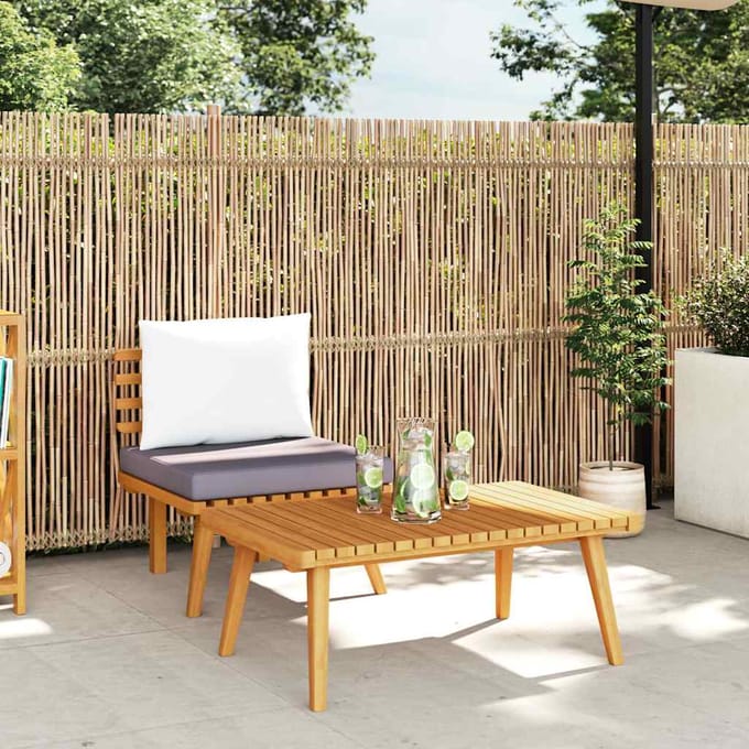vidaXL - 2-delige - Loungeset - met - kussens - massief - acaciahout