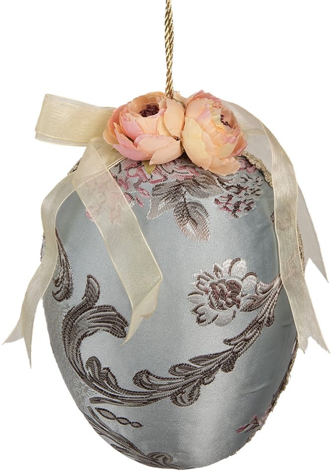 Clayre & Eef Paashanger Ei Ø 15x21 cm Blauw Textiel