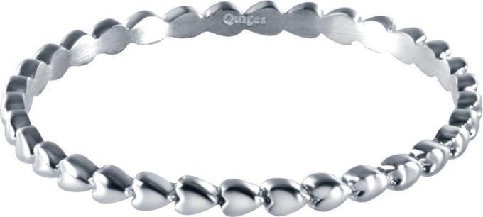 Quiges Stapelring Dames - Vulring Harten - RVS Zilverkleurig - Maat 19 - Hoogte 2mm