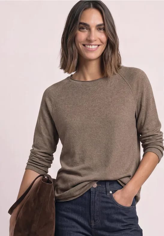 Longsleeve met ronde hals en rolrand