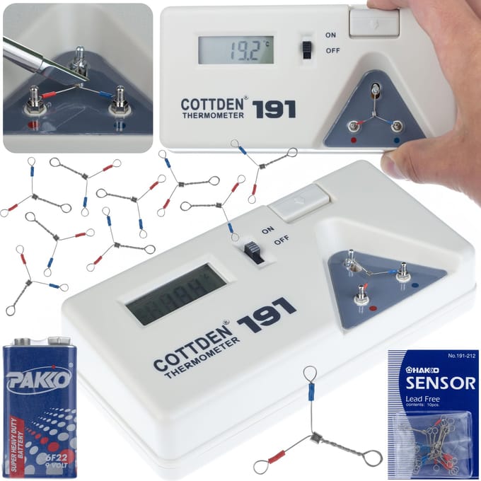 Rosfix Temperatuurmeter Soldeerpunt 191 - Thermokoppel Type K - 0–600°C, LCD 3,5 inch