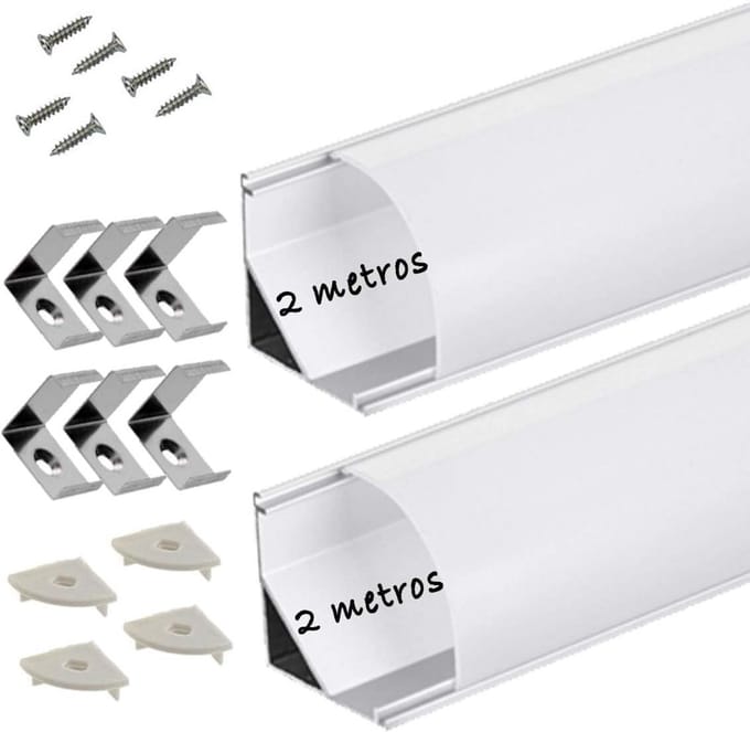 Aluminium profiel 2 meter 90 graden hoek voor ledstrips met diffuser