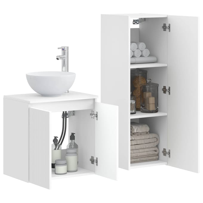 vidaXL - Badkamermeubel - Set - 2 - st - Wit - 33 - x - 34,5 - x - 100 - cm - Bewerkt - hout
