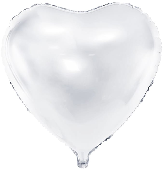 Folieballon Hart Metallic Wit - 45 cm
