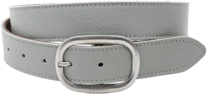 Dames riem grijs - Basic leren riem 3,5cm met zilveren gesp - Leer - Basic riem - Sportief - Maat 80