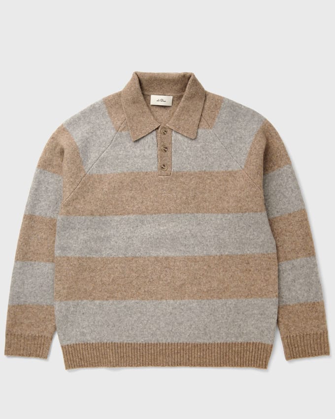 Striped Melange Knitted Polo