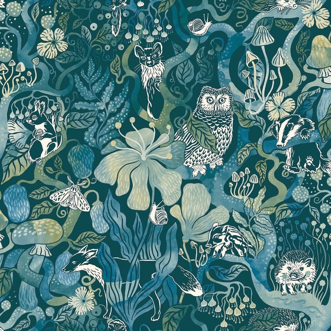Boråstapeter Vliesbehang 8149 - Fairyland - Botanisch Turquoise - 53cm x 10.05m