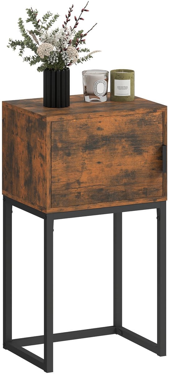 Homcom Console Table-Spaanplaat, Staal-40L x 30B x 76H cm-Rustiek-Bruin
