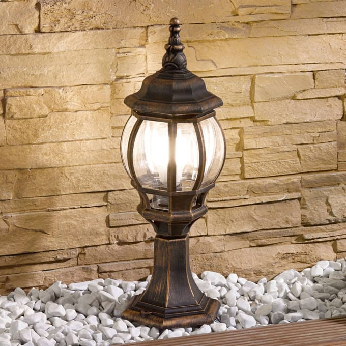 Lindby - Sokkellamp - 1licht - Kunststof - H: 53 cm - E27 - geborsteld goud