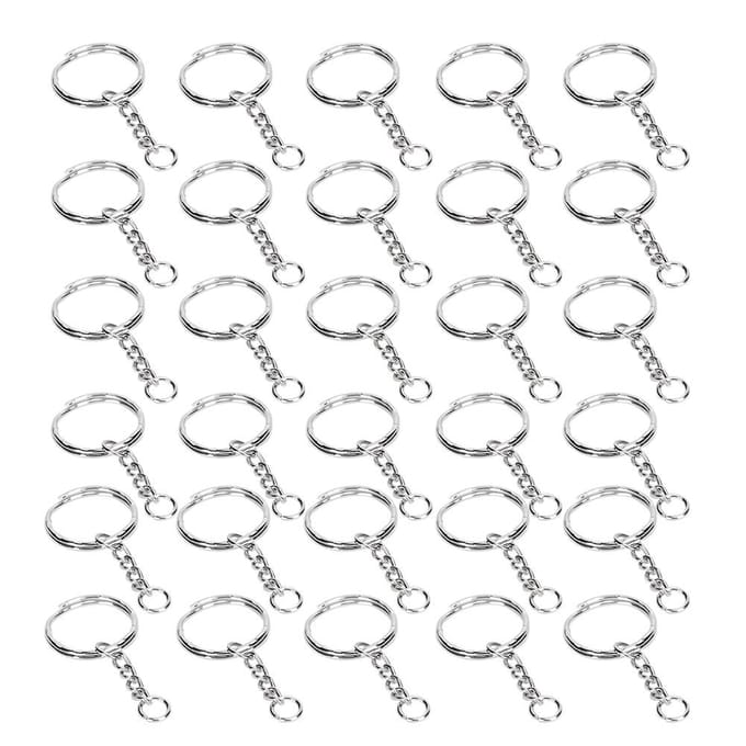 200 Stuks Sleutelhanger met Ketting Ronde Sleutelhanger Open Springring Zinklegering DIY Accessoires gray