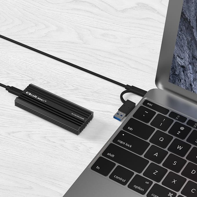 Qoltec Woningbouw |   M.2 SSD NV2270 Zakformaat |   SATA |   NVMe |   USB-C |   2 TB